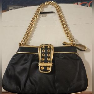 Nine West Luxurious Satin and gold trimming mini shoulder bag with gold strap